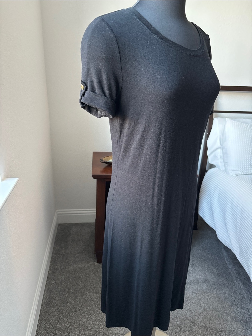 Classic Black Short Sleeve T-Shirt Dress
